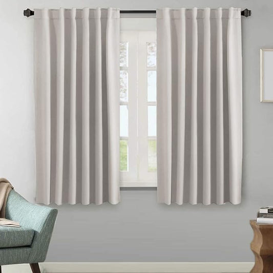 H.VERSAILTEX Blackout Curtains Thermal Insulated Window Treatment Panels Room Darkening Blackout Drapes for Living Room Back Tab/Rod Pocket Bedroom Draperies, 52 x 63 Inch, Stone, 2 Panels