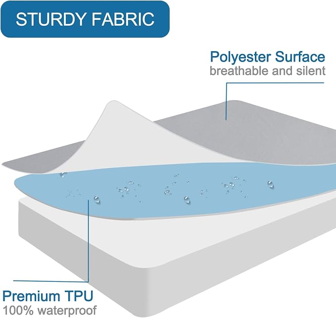Full Extra Long (XL) Waterproof Mattress Protector Pad Cover | Bed Fitted Sheet, White, Deep Pocket up to 14’’, Breathable & Skin-friendly, Machine Washable