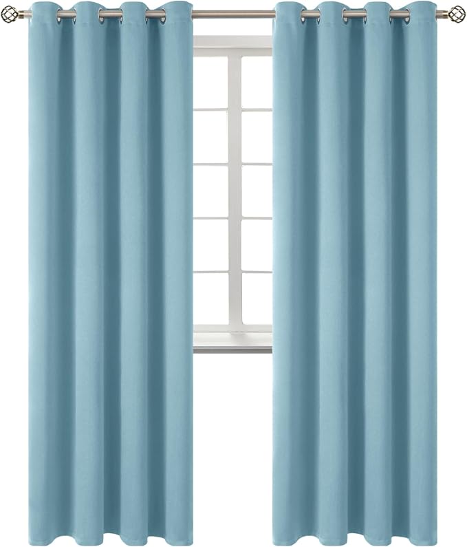 BGment Room Darkening Curtains 84 Inches Long - Grommet Thermal Insulated Drapes Window Treatment Curtains for Bedroom, 2 Panels, 52 x 84 Inch, Greyish Blue | Grommet Top, Light-Blocking, Sunblock, Thermal Insulated, Window Drapes for Living Room Bedro...