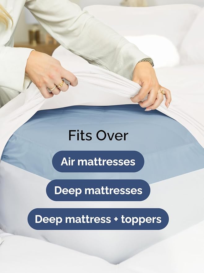 Deep Twin XL Fitted Sheet - College Dorm Room Essentials - White | Easily Fits 18 inch to 24 inch Mattress, Wrinkle Resistant, Soft, Breathable & Comfy, Extra Deep Pockets Fitted Sheet