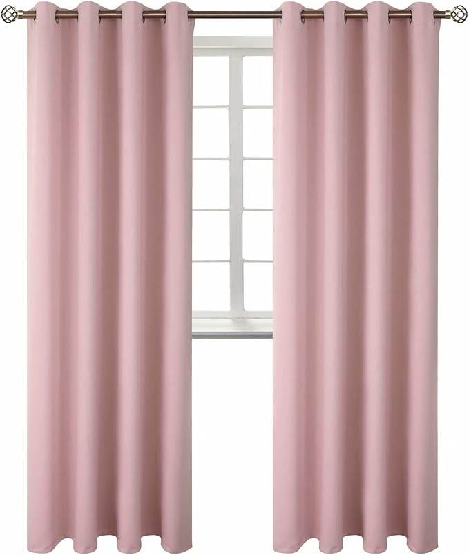 BGment Pink Room Darkening Curtains 95 Inch for Living Room - 2 Panels | Grommet Top, Extra Long, Light-Blocking, Sunblock, Thermal Insulated, Window Drapes for Bedroom, 52x95 Inch