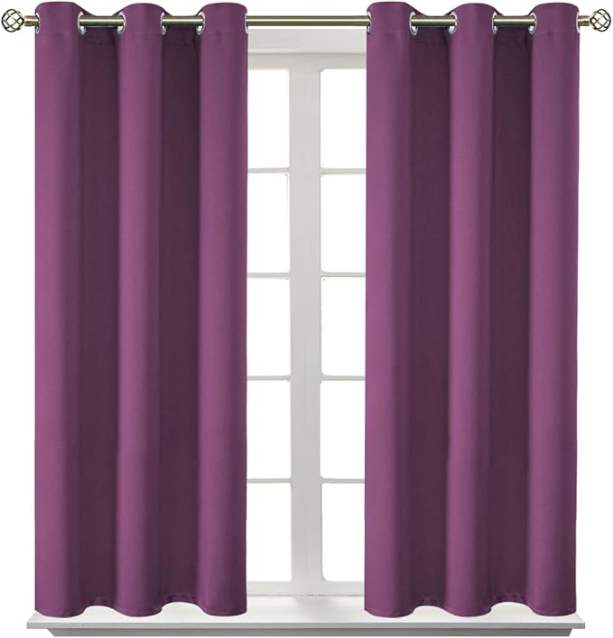 BGment Short Curtains for Small Window 45 Inch - Eggplant Purple 2 Panels | Grommet top, Blackout, Room Darkening, Sunblock, Thermal Insulated, Window Drapes for Kitchen, 38x45 Inch