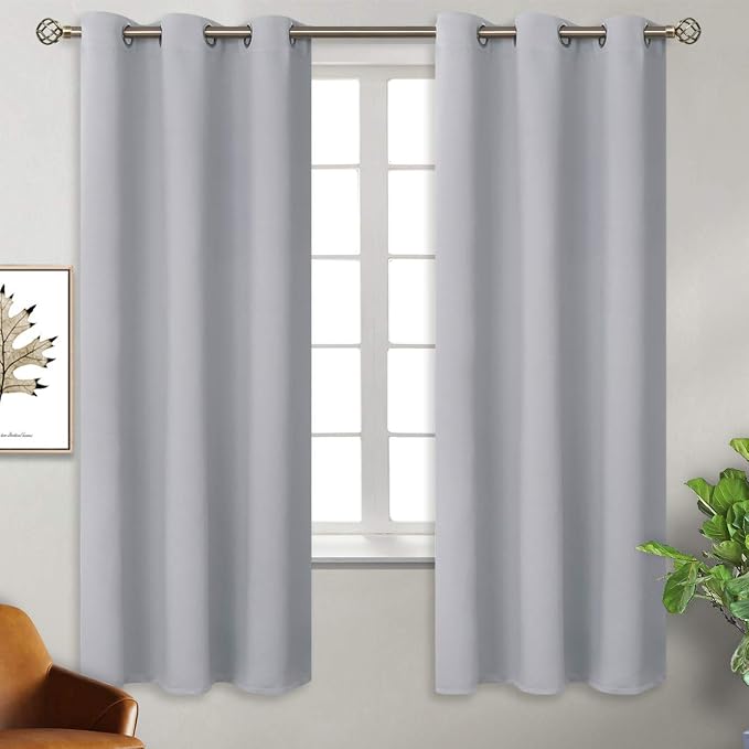 BGment Light Grey Room Darkening Curtains 63 Inch for Bedroom - 2 Panels | Grommet Top, Light-Blocking, Sunblock, Thermal Insulated, Window Drapes for Kids Boys Room, 38x63 Inch