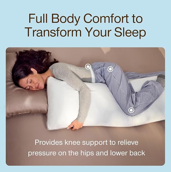 Coop Home Goods Cool+ Adjustable Cooling Body Pillow, 18x52, Cooling Gel Memory Foam & Microfiber, Side Sleeper & Pregnancy Pillow with Cool-to-the-Touch Washable Cover, Breathable Full Body Support