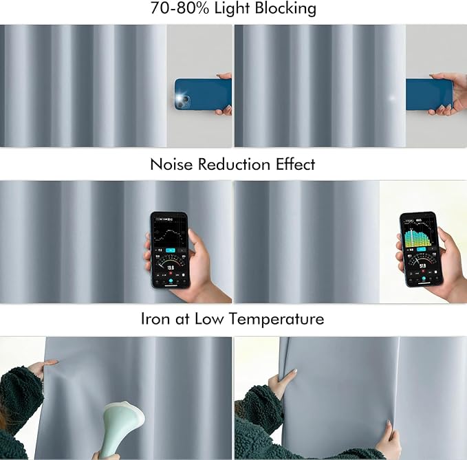 MIULEE Light Blue Back Tab Blackout Curtains 52x120 Inch Long 2 Panels Set | Rod Pocket Pinch Pleated, Thermal Insulated, Bedroom Living Room Darkening Privacy Drapes, Extra Long Light Blocking Curtains