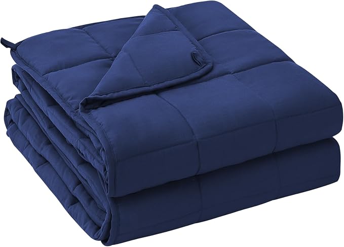 yescool Weighted Blanket for Adults (17 lbs, 60" x 80", Blue) Cooling Heavy Blanket for Sleeping Perfect for 110-130 lbs, Queen Size Breathable Blanket with Premium Glass Bead, Machine Washable
