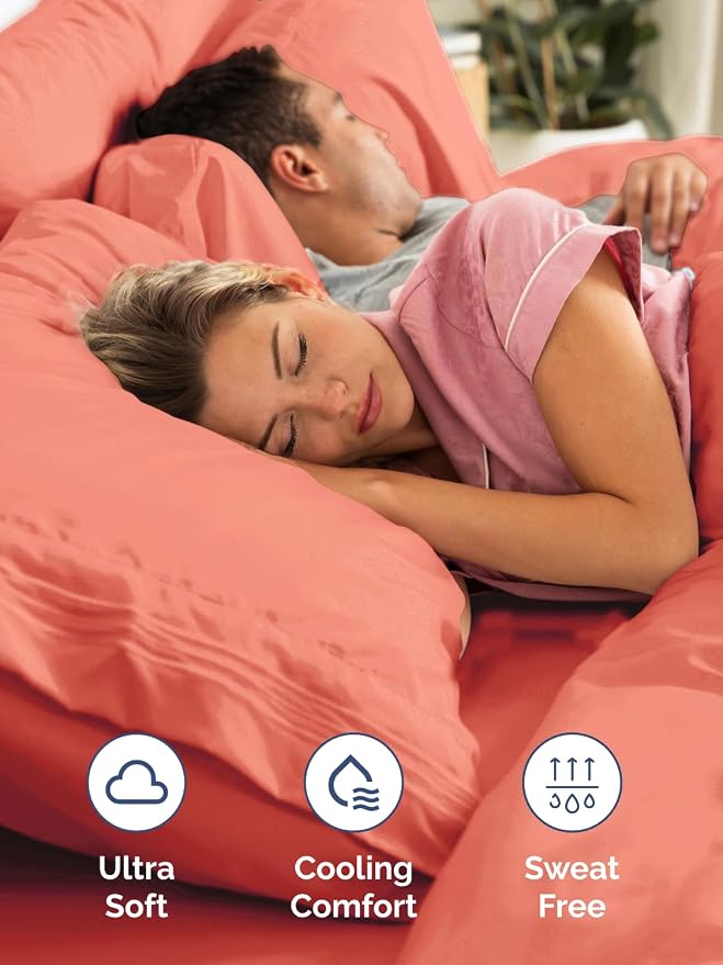 Extra Deep King Fitted Sheet - Single Fitted Sheet Only - Coral | Easily Fits 18 inch to 24 inch Mattress, Soft, Wrinkle Free, Breathable & Comfy, Extra Deep Pockets Hotel Luxury Fitted Sheet