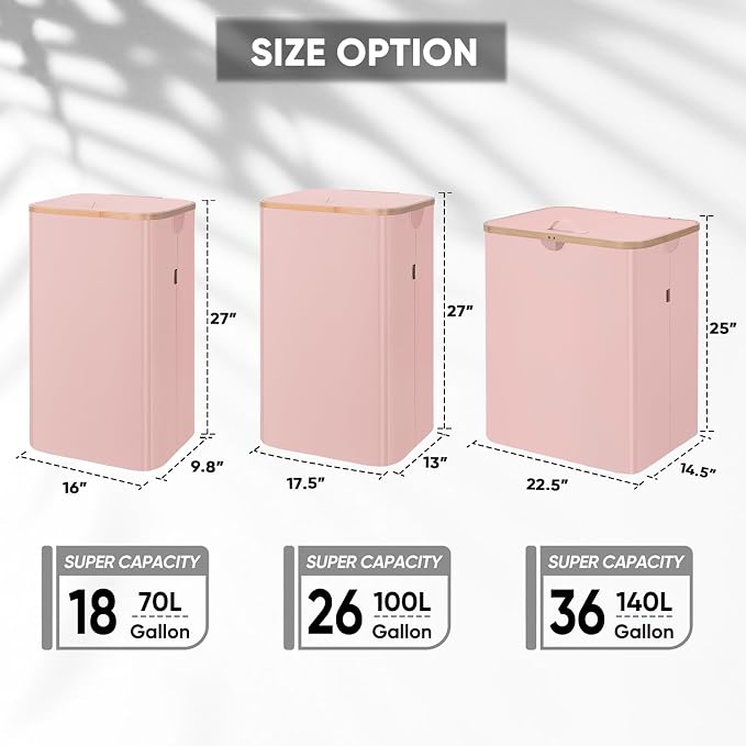 BALEINE 140L Laundry Hamper with Lid, Large Laundry Basket Bin | Large Capacity, Easy-Access Lid, Shape-Retaining Structure, Pull Handles, Ideal for Bedroom, Dorm, Laundry Room