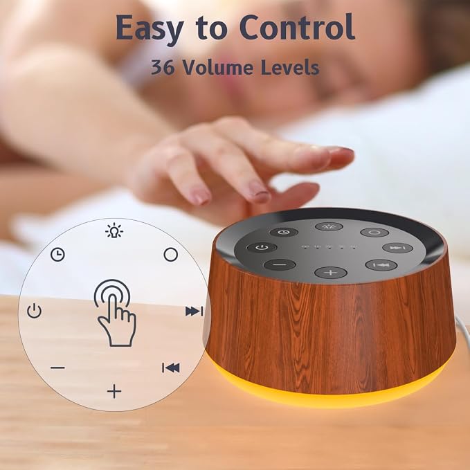Brown Noise Sound Machine with 30 Soothing Sounds 12 Colors Night Light White Noise Machine for Adults Baby Kids Sleep Machines with 36 Volume Levels Memory Function 5 Timers for Home Office Travel
