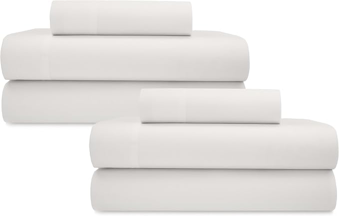 California Design Den 2 Pack Organic Cotton Twin XL Bed Sheets, True Ivory | GOTS Certified, Lightweight Crisp & Airy Percale For Hot Sleepers, All-around Elastic, Durable, Easy Care