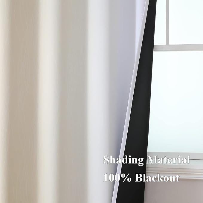 Beige and Greyish White Ombre Blackout Curtains Living Room 108 Inches Long | Estelar Textiler Thermal Insulated Curtains for Bedroom, Room Darkening,Energy Saving,Grommet Window Drapes,52Wx108L,2 Panels
