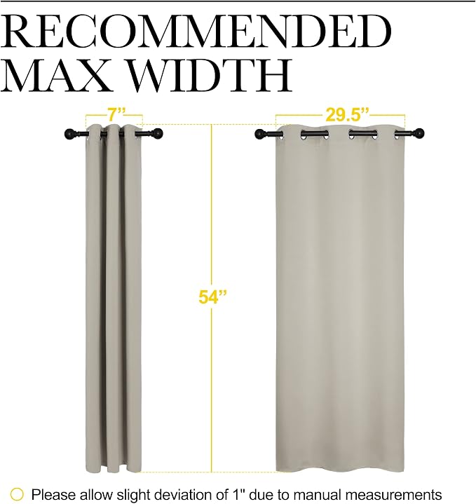 NICETOWN Natural Room Darkening Curtains for Bedroom 34" w x 54" L 2 Panels | Blackout Thermal Insulated Grommet Draperies Window Panels, Light Blocking Noise Reducing for Kitchen Living Room Home Decor