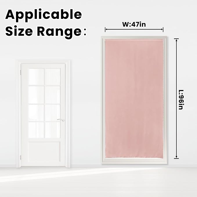 Self Adhesive Curtains, Stick Curtain Blackout Shades Window Cover Curtains for Living Room No Drilling, 47" W X 96" L, Pink, 1 Panel