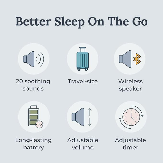 Yogasleep Rohm+ Travel White Noise Sound Machine (Black), Bluetooth Wireless Speaker & Charging, 20 Soothing Natural Sounds, Noise Canceling for Sleep Aid, Office Privacy & Meditation, Compact Size