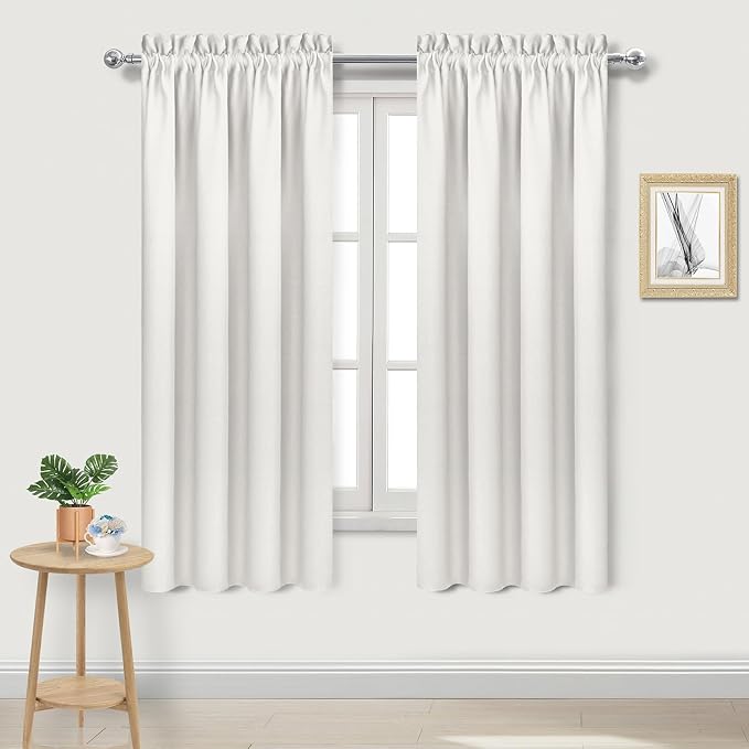 DWCN Blackout Curtains for Bedroom Living Room 38 x 63 Inch Long Ivory | 2 Panels Set, Room Darkening, Thermal Insulated, Light Blocking, Rod Pocket Drapes, Noise Reducing Window Treatments