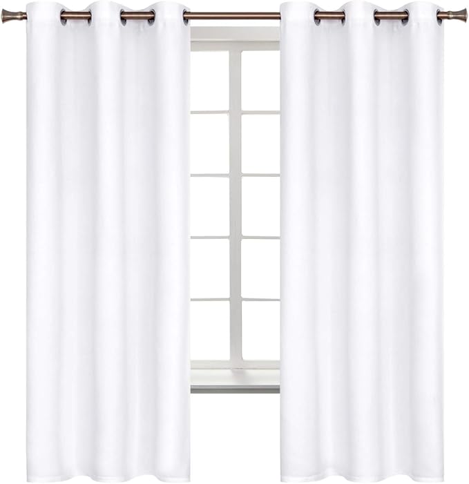 BGment Pure White Room Darkening Curtains 63 Inch for Bedroom - 2 Panels | Grommet Top, Light-Blocking, Sunblock, Thermal Insulated, Window Drapes for Kids Boys Room, 42x63 Inch