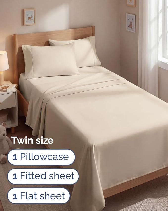 Twin 4 Piece Bed Sheet Set - Comfy, Breathable & Cooling Sheets - Wheat | Ultra Soft Hotel Luxury Bedding Set with 8-16 Inch Deep Pockets, 1 Flat & 1 Fitted Sheet & 2 Pillowcases, Wrinkle & Fade Free