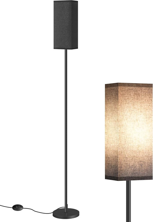 Floor Lamp, Pole Lamp with Foot Switch, Modern Standing Lamp Shade, Minimalist Freestanding Lamp (Bulb Not Included), for Living Room, Bedroom Office ETL Listed, Black B07LD05