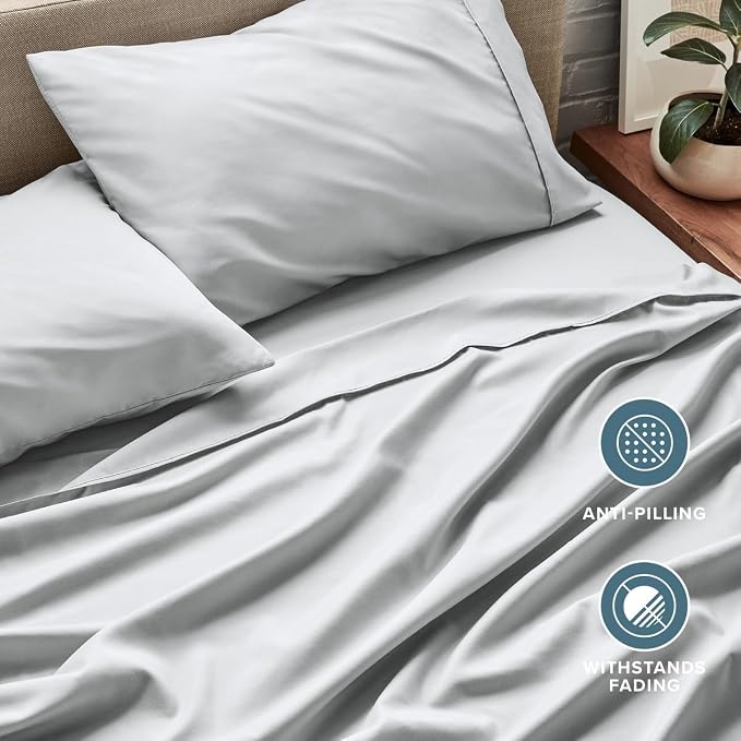 Bare Home Queen Sheet Set - 1800 Ultra-Soft (Queen, French Grey) | Deep Pockets 6 to 15 Inches, Breathable, Hypoallergenic, Hotel Luxury, Easy Fit, Soft, All-Season
