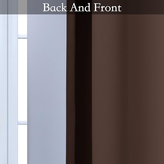 SimpleHome Ombre Brown to Grey White Curtains for Living Room 52Wx84L | Room Darkening Curtains for Bedroom,Gradient Light Blocking Curtain,Thermal Insulated Grommet Window Drapes,2 Panels,84 Inch