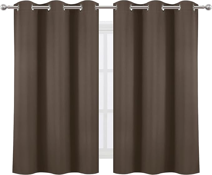 Chocolate Brown Blackout Curtains 38 x 54 Inch Length/Set of 2 Curtain Panels/Thermal Insulated Room Darkening Blackout Curtains for Bedroom