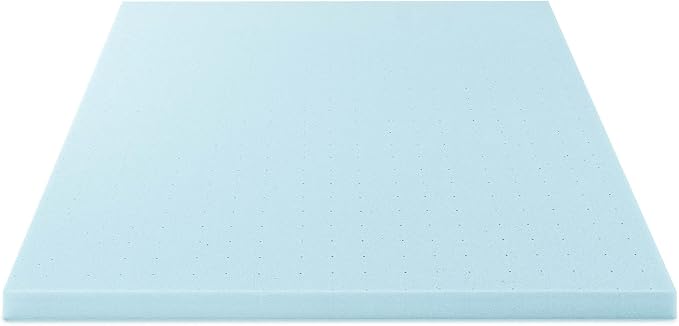 Best Price Mattress 3 Inch Ventilated Memory Foam Mattress Topper, Cooling Gel Infusion, CertiPUR-US Certified, Cal King, Dorm Essentials, Blue