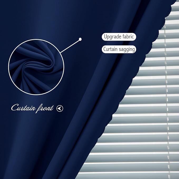 Self Adhesive Portable Blackout Curtains for Bedroom Easy to Install Window Thermal Lnsulated Kitchen Room Darkening Small Window Curtains, 59" W X 59" L, Navy Blue, 2 Panels