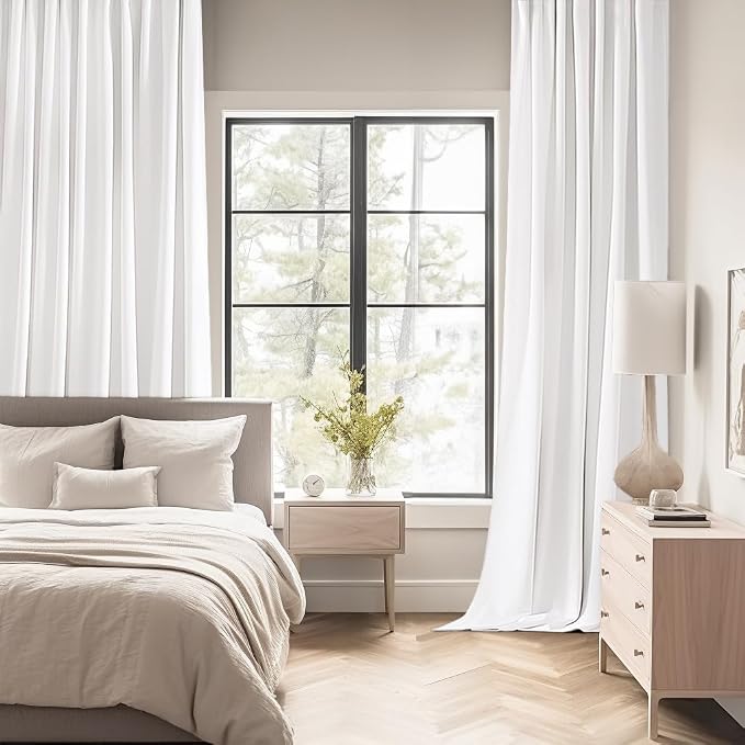 MIULEE Pure White Back Tab Blackout Curtains 52x102 Inch Long 2 Panels Set | Rod Pocket Pinch Pleated, Thermal Insulated, Bedroom Living Room Darkening Drapes, Light Blocking Floor to Ceiling Curtains