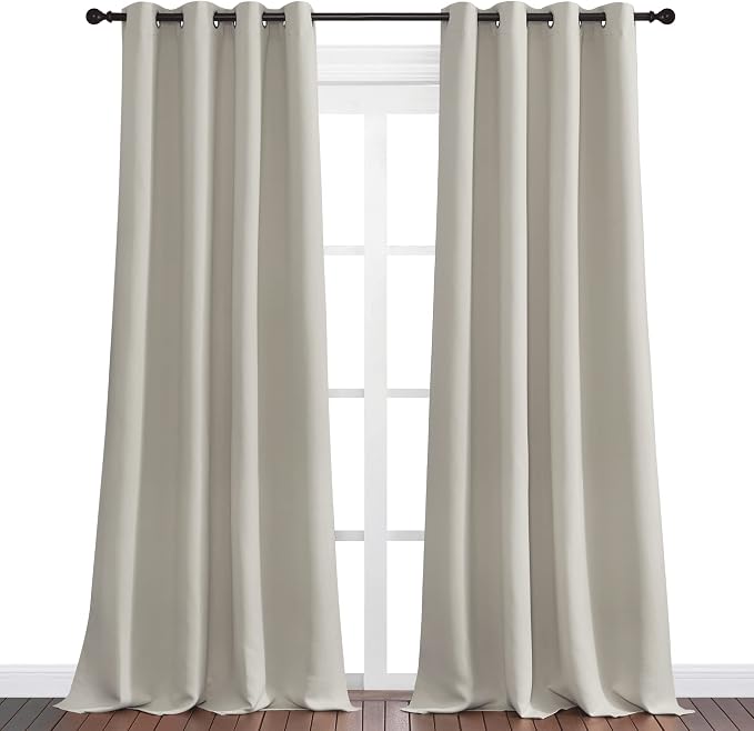 NICETOWN Natural Room Darkening Curtains 96" Long for Boho Farmhouse Home Decoration, Window Treatment Total Privacy Drape Panels for Bedroom Living Room Guest Room (55" Wide, Set of 2) | Boho Farmhouse Home Decoration Window Treatment Total Privacy Dr...