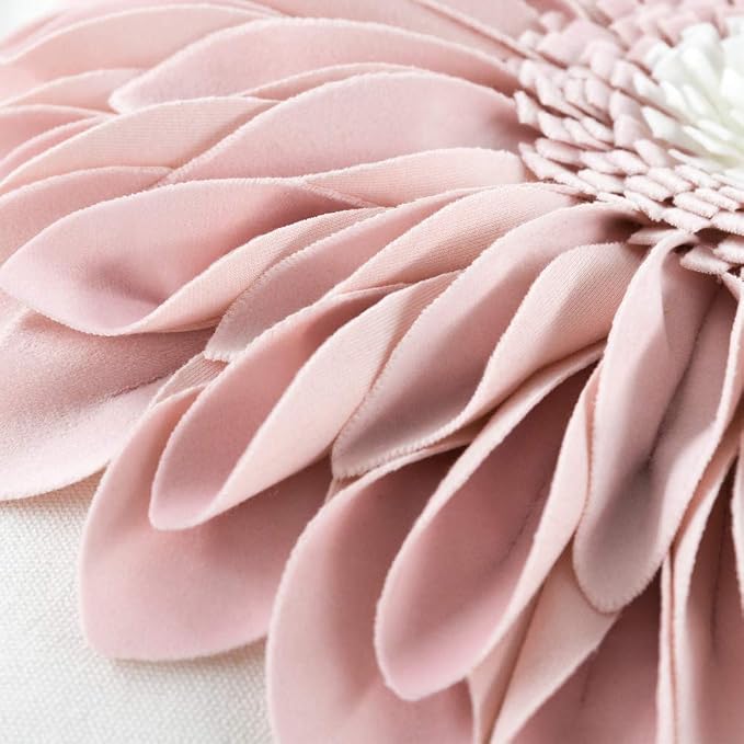 OiseauVoler 3D Sunflower Handmade Throw Pillow Cover Decorative Pillowcase Cushion Cover Case for Home Sofa Bed Living Room Decor 18x18 Inch Light Pink