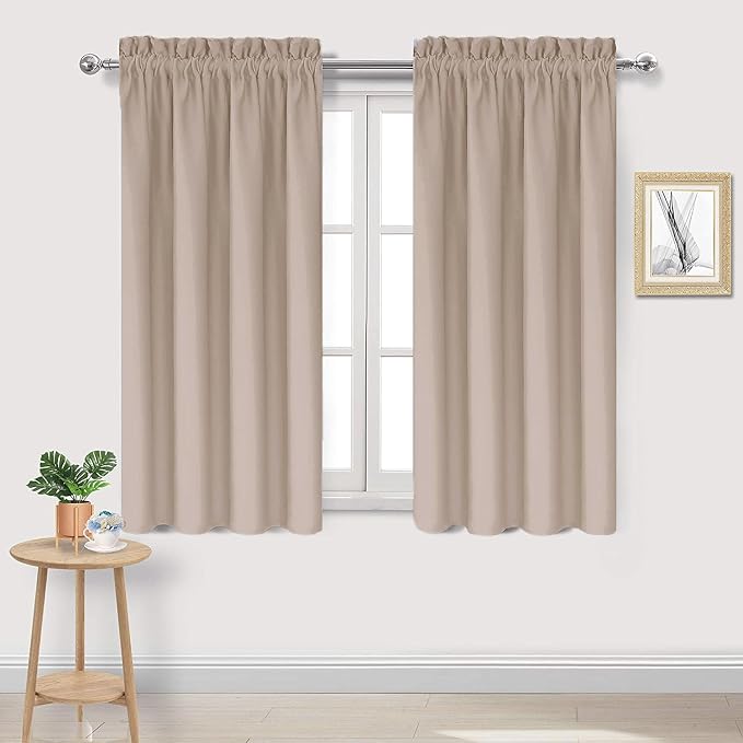 DWCN Blackout Curtains for Bedroom Living Room 38 x 54 Inch Long Camel | 2 Panels Set, Room Darkening, Thermal Insulated, Light Blocking, Rod Pocket Drapes, Noise Reducing Window Treatments
