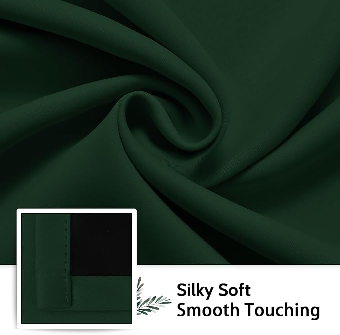 SimpleHome Pine Tree Green 100% Blackout Curtains Room Dark Living Room 84 | Curtains for Bedroom,Thermal Insulated Grommet Window Drapes,Curtains for Living Room with Black Back,52 x 84 Inch,2 Panels