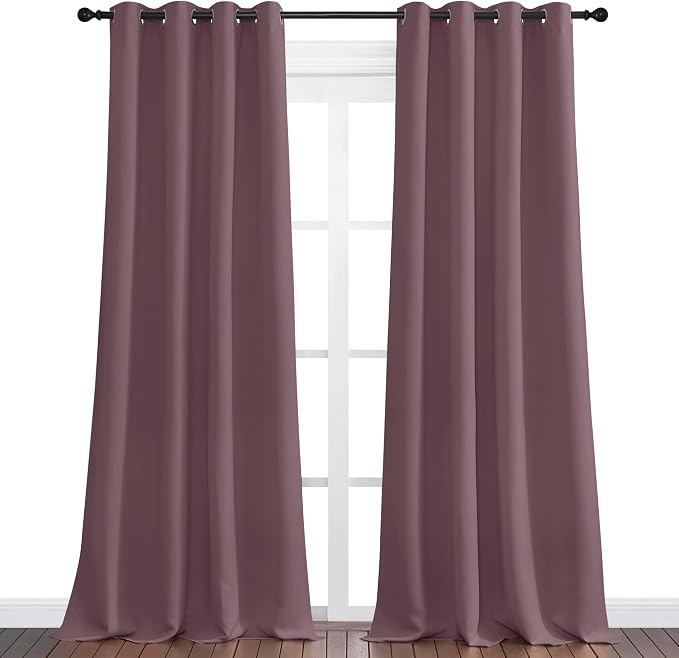 NICETOWN Blackout Curtains for Office 2 Panels 55 x 108-inch Dry Rose | 108" Long for Dining Room, Guest Room, Sound Reducing Heat and Cold Block Curtain Panels for Modern Room Decorative