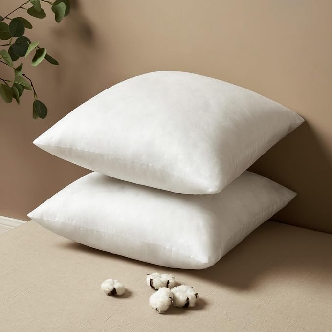 MIULEE 18x18 Pillow Inserts Set of 2, Square Decorative Throw Pillows Premium Fluffy Pillow Stuffer for Living Room Sofa Couch Bed | Premium Fluffy Lumbar Pillow, Forms Stuffer for Living Room Sofa Couch Bed