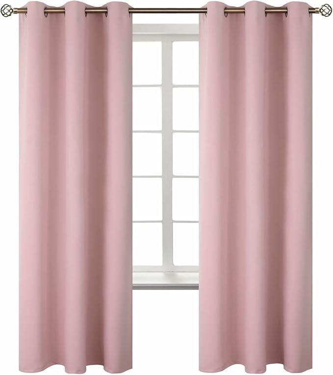 BGment Pink Room Darkening Curtains 72 Inch for Bedroom - 2 Panels | Grommet Top, Light-Blocking, Sunblock, Thermal Insulated, Window Drapes for Kids Boys Room, 42x72 Inch