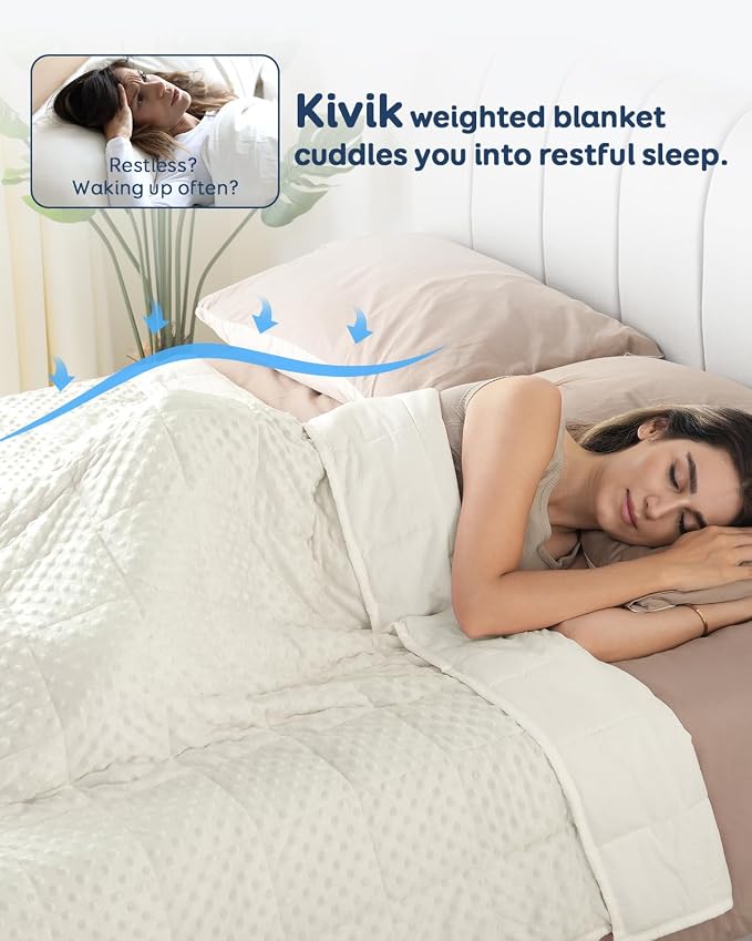 20lbs Weighted Blanket for Adults, 60"x80" Queen Size Heavy Blankets | Soft Raised Minky Dot Texture, Reversible Cooling & Cozy for All Seasons, 7-Layer Design for Even Weight, Machine Washable