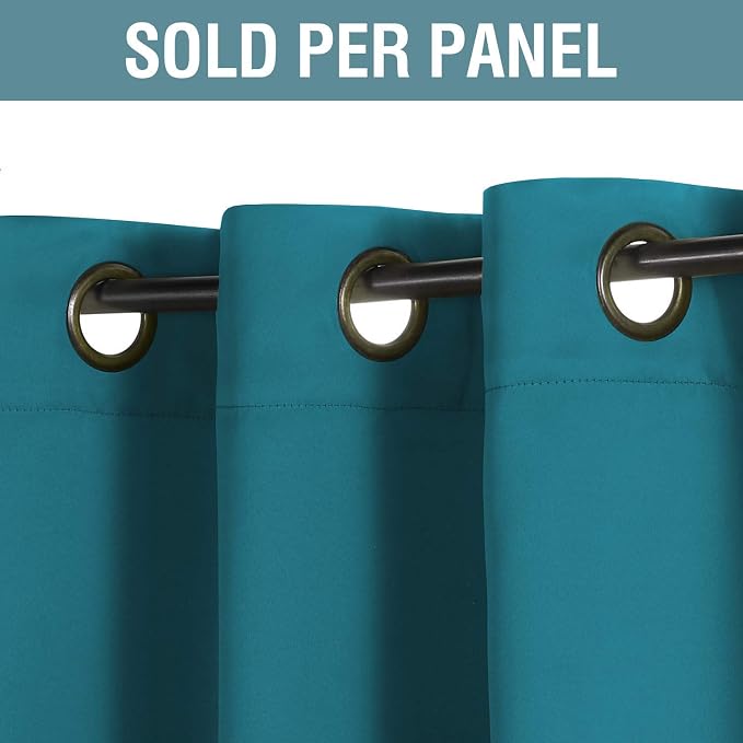 H.VERSAILTEX Blackout Thermal Insulated Living Room Curtains 84 inches Long Kids Boys Room Curtains for Bedroom - Room Darkening Window Treatment Grommet One Panel, Turquoise Blue, 52'W x 84'L