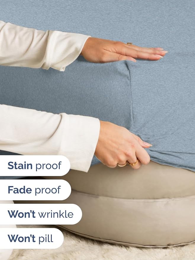 Extra Deep Twin Fitted Sheet - Single Fitted Sheet Only - Heathered Blue | Easily Fits 18 inch to 24 inch Mattress, Soft, Wrinkle Free, Breathable & Comfy, Extra Deep Pockets Hotel Luxury Fitted Sheet