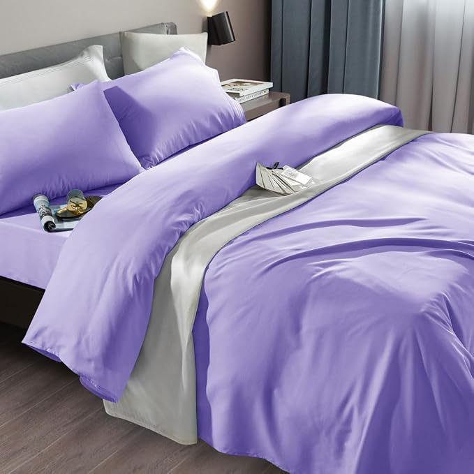 SONORO KATE Bed Sheet Set Super Soft Microfiber Luxury Egyptian Sheets Fit 18-24 Inch Deep Pocket Mattress Wrinkle-6 Piece (Lavender, California King)