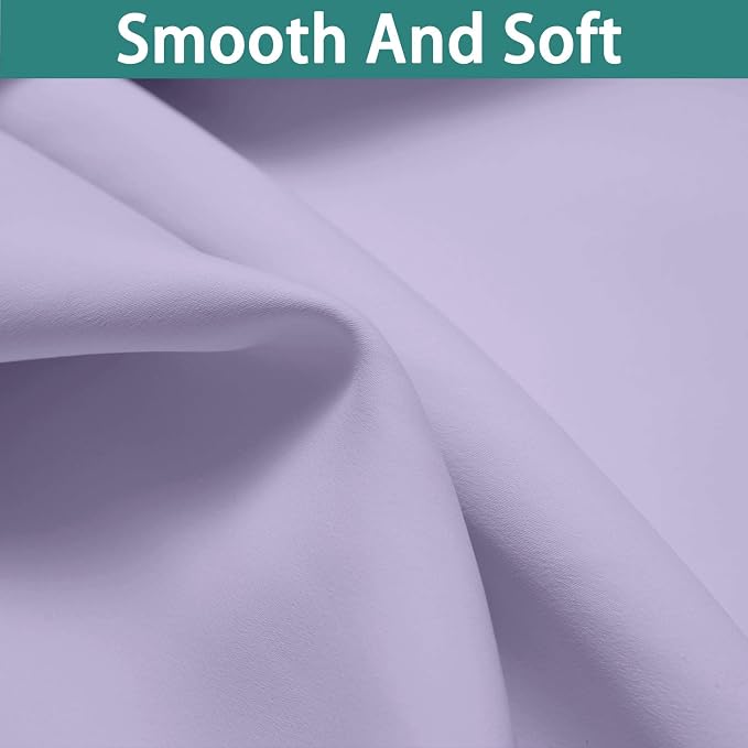 Yakamok Lilac 100% Blackout Curtains 54 Inches Long for Bedroom 52" Wide | Blackout Curtain Panels for Bedroom, 2 Thick Layers Grommet Top Thermal Insulated Drapes with Black Liner for Living Room