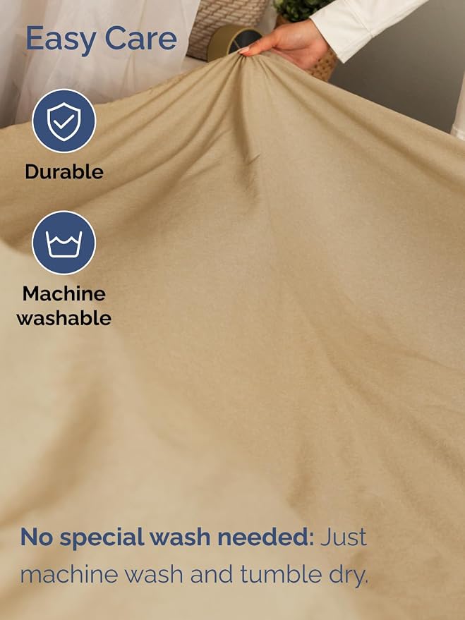 Extra Deep Split King Sheet Set - 7 Piece Cooling Sheets - Heathered Tan | Hotel Luxury Bed Sheets Set, Easy & Secure Fit, Ultra-Soft, Wrinkle & Fade Free, Comfy Sheets Set with Extra Deep Pockets