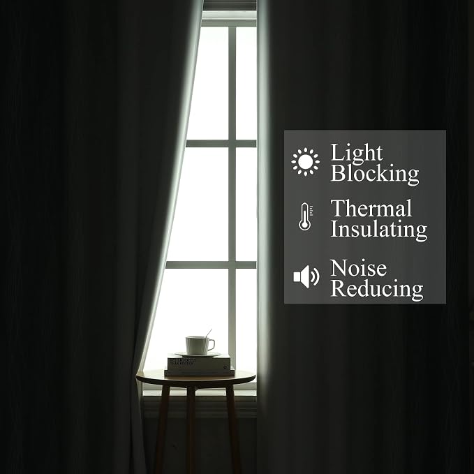 Stone Blue and Greyish White Blackout Curtains for Bedroom 54 Inch Long | Estelar Textiler Room Darkening Ombre Curtains for Bathroom,Light Blocking,Thermal Insulated Grommet Drapes,42Wx54L,2 Panels