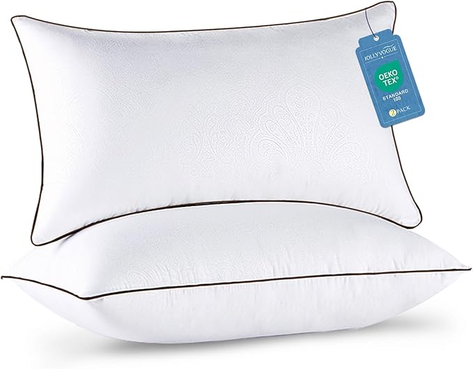 JOLLYVOGUE Soft King Pillows 2 Pack, Cooling and Firm Pillows with Oeko-Tex Certified Down Alternative Filling for Side, Back, and Stomach Sleepers, Hotel Collection