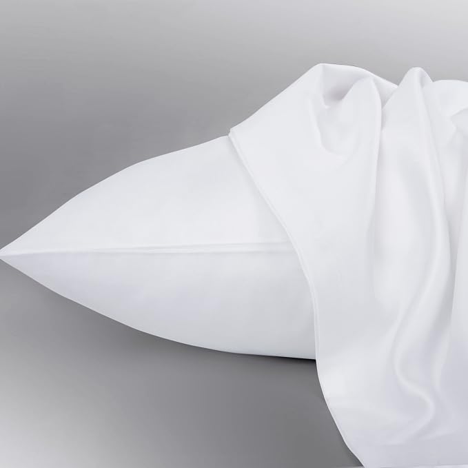 NTBAY King Egyptian Cotton Sateen Pillowcases, Set of 2, White | 500 Thread Count Egyptian Cotton Sateen with Envelope Closure, 2 Pack 20 x 36 Inch Pillowcases, Insert Not Included