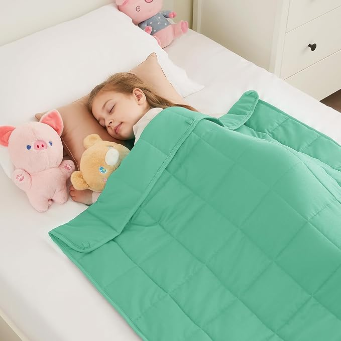 Weighted Blanket - 7 lbs Green Heavy Blanket - Small Size Breathable Lap Blanket(41"x60", 7 lbs)