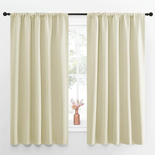 NICETOWN Blackout Curtains for Living Curtains, Room Darkening Curtains & Drapes for Kids Bedroom, Home Decoration Draperies (Beige, 52 in x 63 in (W x L), 2 PCs)