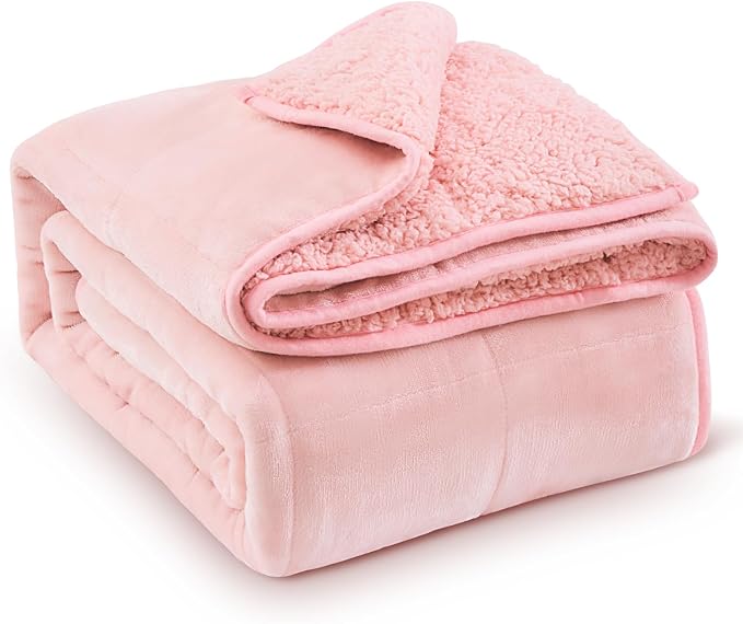 Ultra Soft Sherpa Weighted Blanket for Adults, 60"x80" 17lbs Heavy Blankets | Cozy Comfort for Relaxing Nights, Double-Sided Fluffy Sherpa & Fleece, Double Inner Layers-No Bead Bunching, Even Weight