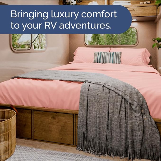 Short Queen Size 4 Piece Bed Sheet Set - RV Short Queen Sheets - Baby Pink | Ultra-Soft, Breathable & Cooling Bed Sheets Set with Deep Pockets, Hotel Luxury Bedding for Women & Men, Wrinkle & Fade Free