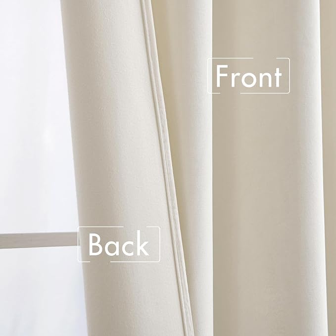 MIULEE Velvet Curtains 52x96 inches 2 Panels Ivory Room Darkening Curtains | Luxury, Bedroom Living Room, Thermal Insulated, Super Soft Window Drapes, Rod Pocket & Back Tab