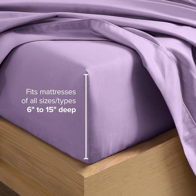 Bare Home Twin Sheet Set - 1800 Ultra-Soft (Twin, Lavender) | Deep Pockets 6 to 15 Inches, Breathable, Hypoallergenic, Hotel Luxury, Easy Fit, Soft, All-Season